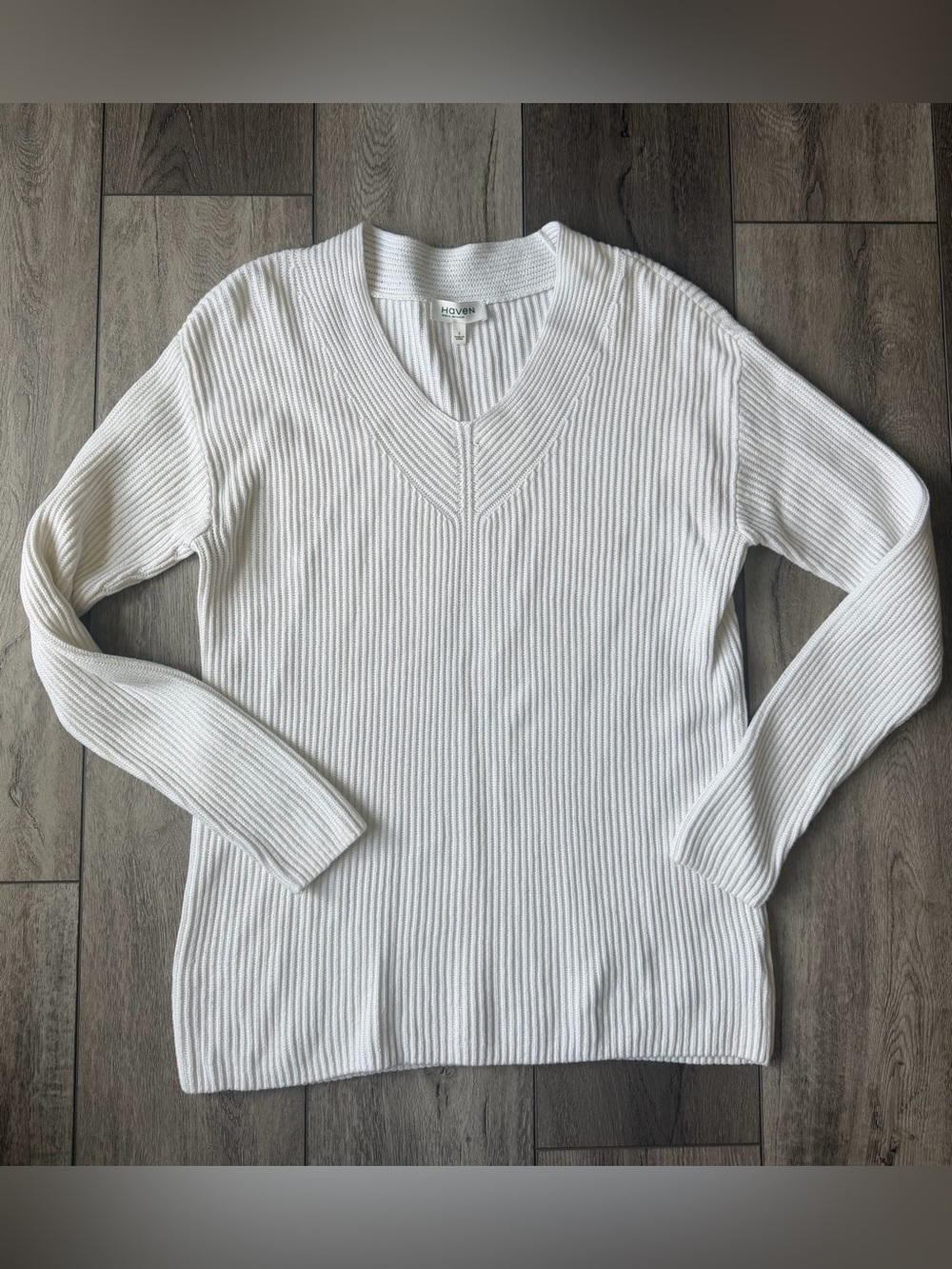 Haven Well Within-Classic Cotton Cashmere Blend Ribbed V-Neck Women’s Sweater